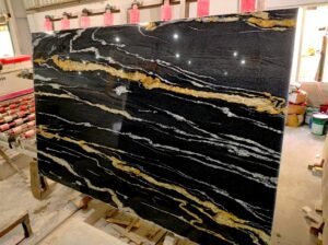 Black Fussion Kwartsiet keukenbald Kwartsiet keukenblad Black fusion